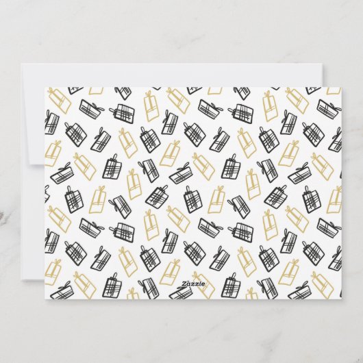 Modern zwart Script Cute Gold Black Giften Pattern Feestdagenkaart (Achterkant)