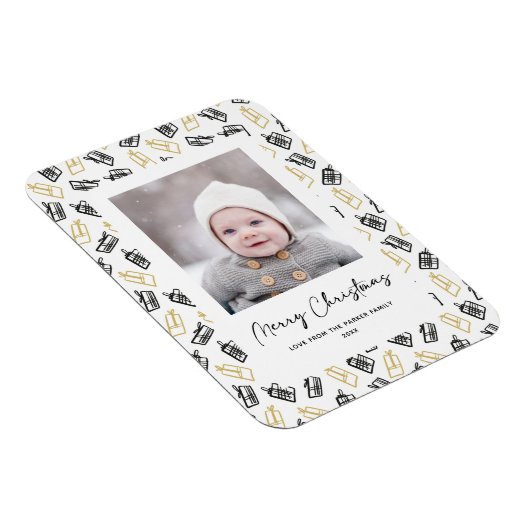 Modern zwart Script Cute Gold Black Giften Pattern Magneet (Rechterzijde)