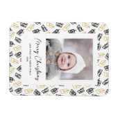Modern zwart Script Cute Gold Black Giften Pattern Magneet (Horizontaal)