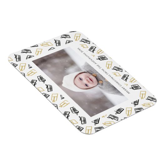 Modern zwart Script Cute Gold Black Giften Pattern Magneet (Rechterzijde)