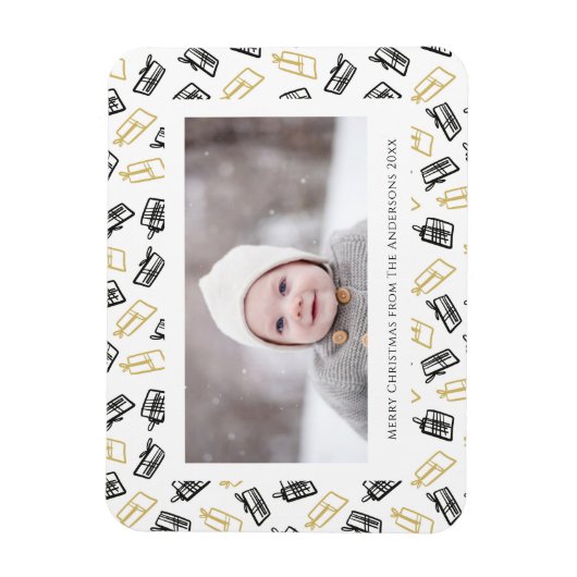 Modern zwart Script Cute Gold Black Giften Pattern Magneet (Verticaal)