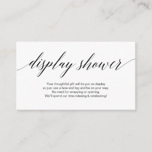 Modern zwart script, Display Shower Informatiekaartje