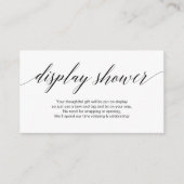 Modern zwart script, Display Shower Informatiekaartje (Voorkant)