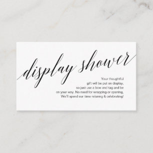 Modern zwart script, Display Shower Informatiekaartje