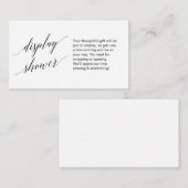 Modern zwart script, Display Shower Informatiekaartje (Voorkant / Achterkant)