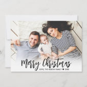 Modern Zwart Script Eenvoudig 2 foto Kerstmis Feestdagenkaart (Voorkant)