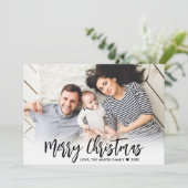 Modern Zwart Script Eenvoudig 2 foto Kerstmis Feestdagenkaart (Staand voorkant)