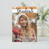 Modern Zwart Script Elegant Foto Afstuderen Kaart (Staand voorkant)