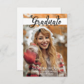 Modern Zwart Script Elegant Foto Afstuderen Kaart (Voorkant / Achterkant)