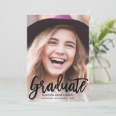 Modern Zwart Script Foto Afstuderen Aankondiging (Staand voorkant)