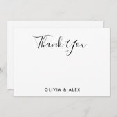 Modern zwart script gepersonaliseerde bruiloft bedankkaart (Voorkant / Achterkant)