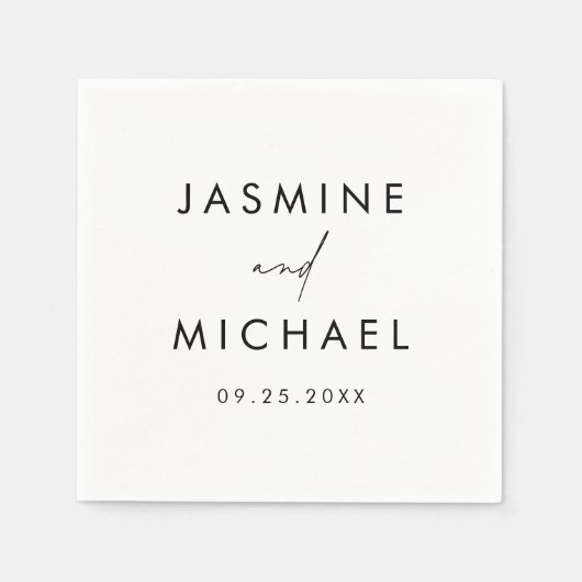Modern zwart script gepersonaliseerde bruiloft servet (Voorkant)
