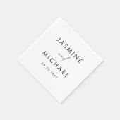 Modern zwart script gepersonaliseerde bruiloft servet (Hoek)