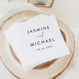 Modern zwart script gepersonaliseerde bruiloft servet