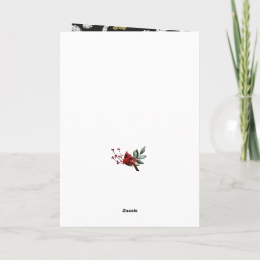 Modern zwart script Gold Pine Mistletoe Kerstmis Feestdagen Kaart (Achterkant)