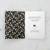 Modern zwart script Gold Pine Mistletoe Kerstmis Feestdagen Kaart (Binnen)