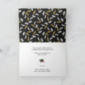 Modern zwart script Gold Pine Mistletoe Kerstmis Feestdagen Kaart (Binnen)