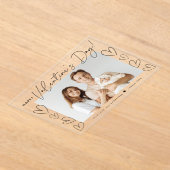 Modern zwart script Happy Valentine's Day Foto Acryl Uitnodigingen (Laagn)