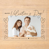 Modern zwart script Happy Valentine's Day Foto Acryl Uitnodigingen (Voorkant)