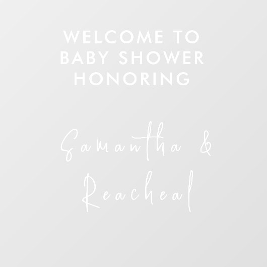 Modern Zwart Script Koppels Namen baby shower Raamsticker (Vel)