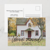 Modern zwart script New House Warming Foto Aankondigingskaart (Voorkant / Achterkant)