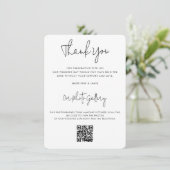 Modern Zwart Script QR Code Fotogalerij Bruiloft Bedankkaart (Staand voorkant)