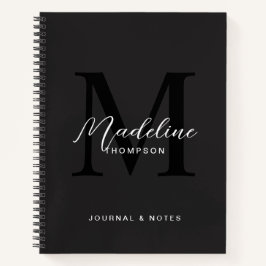 Modern Zwart Script Typografie Initiaal Monogram Notitieboek