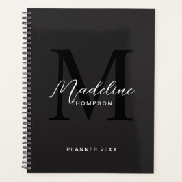 Modern Zwart Script Typografie Initiaal Monogram Planner