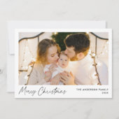 Modern Zwart Script Vrolijke Kerstfoto Feestdagenkaart (Voorkant)