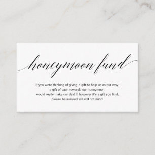 Modern zwart script, Wedding Honeymoon Fund Informatiekaartje