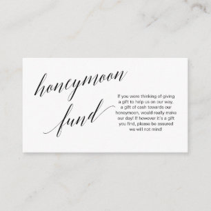 Modern zwart script, Wedding Honeymoon Fund Informatiekaartje