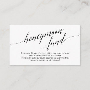 Modern zwart script, Wedding Honeymoon Fund Informatiekaartje