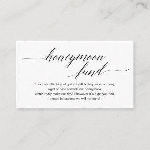 Modern zwart script, Wedding Honeymoon Fund Wish Informatiekaartje