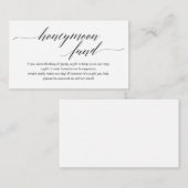 Modern zwart script, Wedding Honeymoon Fund Wish Informatiekaartje (Voorkant / Achterkant)