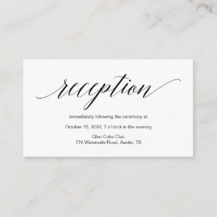Modern zwart script, Wedding Reception Informatiekaartje