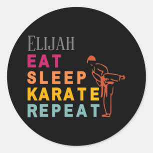 Modern zwart silhouet japan karate vechtsporten ronde sticker