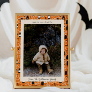 Modern Zwart Sinaasappel Apothecary Halloween Foto Feestdagenkaart