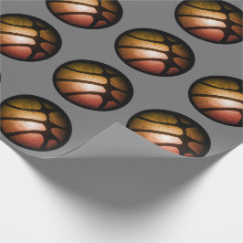 Modern zwart Sinaasappel basketbal sportpatroon Cadeaupapier