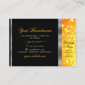 Modern Zwart Sinaasappel Glitter Diamonds Silver B Visitekaartje (Achterkant)