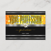 Modern Zwart Sinaasappel Glitter Diamonds Silver B Visitekaartje (Voorkant)