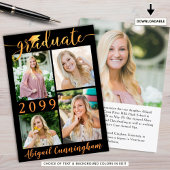 Modern Zwart Sinaasappel Script 5 Foto Afstuderen Aankondiging