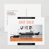 Modern zwart sinaasappel verkocht gewoon onroerend briefkaart (Voorkant / Achterkant)