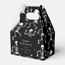 Modern Zwart Spooky Skelet Halloween Custom Bedankdoosjes
