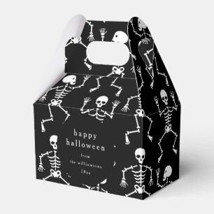 Modern Zwart Spooky Skelet Halloween Custom Bedankdoosjes