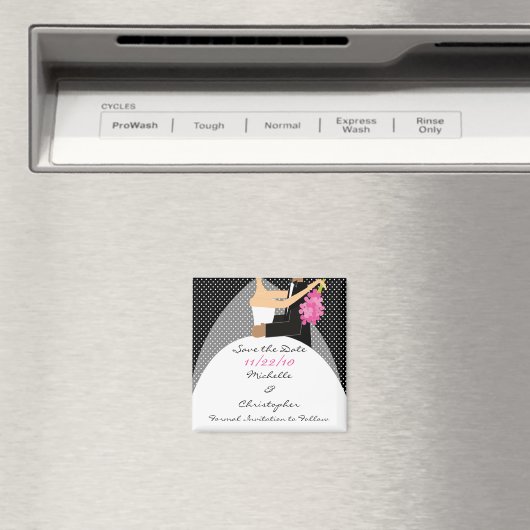 Modern Zwart Stippen Bruid & bruidegom Save The Da Magneet (Insitu (Vaatwasser))