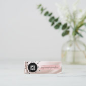 Modern zwart, Stippen, zilver instagram, penseelst Mini Visitekaartje (Staand voorkant)