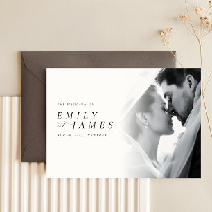 Modern Zwart Stropdas Luxe Fotobruiloft Kaart