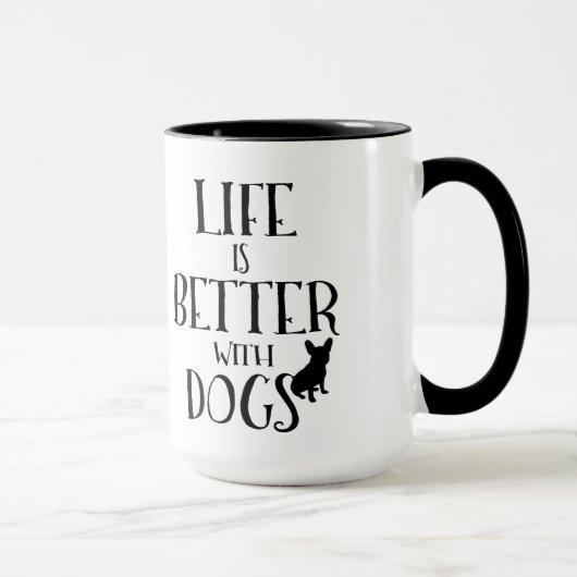 Modern zwart tekst ontwerp-leven is beter met hond mok (Rechts)