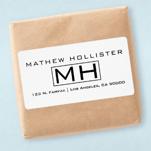 Modern zwart tekst op witte professionele monogram etiket