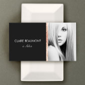 Modern zwart toze goud lovertje salon foto visitek visitekaartje